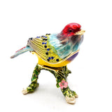 Bejeweled Sparrow Trinket Box with Colorful Enamel & Austrian Crystals
