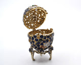 Floral Egg on Stand Trinket Box. Amazingly Crafted with Austrian Crystals & Enamel