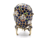 Floral Egg on Stand Trinket Box. Amazingly Crafted with Austrian Crystals & Enamel