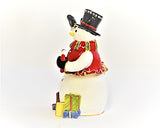 Snowman with Gifts Trinket Box Made with Austrian Crystals Enamel