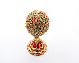 Big Floral Egg Trinket Box with Red Enamel & Austrian Crystals