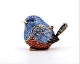 Vivid Colorful Sparrow Bird Trinket Box Made with Austrian Crystals