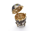 Floral Egg on Stand Trinket Box. Amazingly Crafted with Austrian Crystals & Enamel