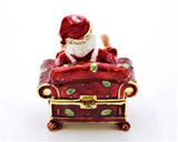 Santa Clause in Chair Trinket Box. Hand Crafted Austrian Crystals Enamel