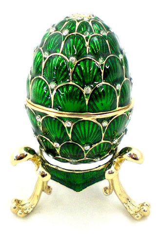 Faberge Style Egg Trinket Box with Stand with Austrian Crystals