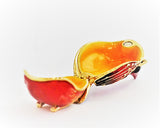 Small Cardinal Trinket Box. Red Enamel with Austrian Crystals