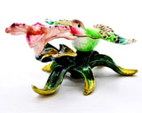 Soaring Humming Bird on Branch Trinket Box. Colorful Enamel & Austrian Crystals