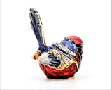 Colorful Sparrow Bird Trinket Box Beautifully Made with Austrian Crystals