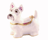 Charming Scotty Dog Trinket Box. Hand Painted Enamel with Austrian Crystals