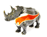 Ferocious Rhino Trinket Box. Black Enamel & Austrian Crystals