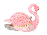 Pink Flamingo with Baby Trinket Box. Hand Crafted with Austrian Crystals & Enamel