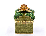 Sparkling Frog on Lily Pad Trinket Box Made with Austrian Crystals