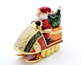 Santa on Jet Ski Trinket Box. Very Unique with Austrian Crystals