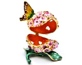 Hand Crafted Flower Decoration Trinket Box with Butterfly