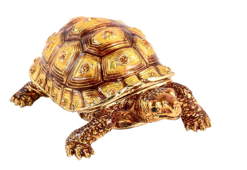 Tortoise Trinket Box Made with Austrian Crystals