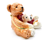 Two Bears Trinket  Box. Decorative with Austrian Crystals & Enamel