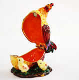 Hen with Chicken Trinket Box Colorful Enamel with Austrian Crystals