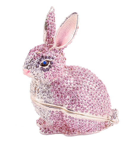 All Jeweled Rabbit Trinket Box. Hand Set Austrian Crystals