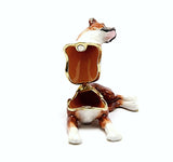 Sitting Boxer Dog Trinket Box Made with Austrian Crystals