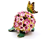 Hand Crafted Flower Decoration Trinket Box with Butterfly