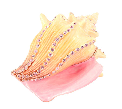 Beautiful Conch Shell Trinket Box Made with Austrian Crystals