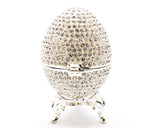All Jeweled Egg Trinket Box with Stand Hand Set Austrian Crystals
