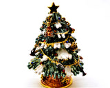 Christmas Tree Trinket Box with Gifts Hanging. Handmade with Austrian Crystals