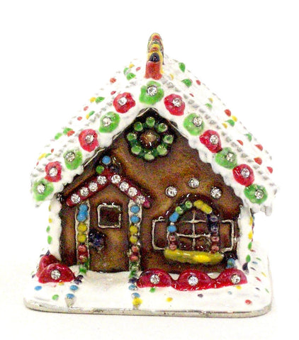 Gingerbread House Trinket Box with Colorful Enamel & Austrian Crystals