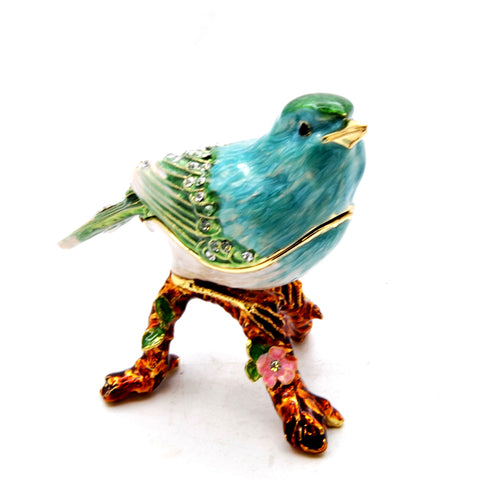 Bejeweled Sparrow Trinket Box with Colorful Enamel & Austrian Crystals