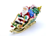 Santa on Sleigh with Gifts Trinket Box Made with Austrian Crystals
