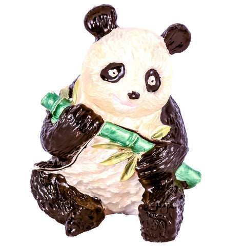 Panda with Bamboo Trinket Box. Collectable Item Made with Austrian Crystals