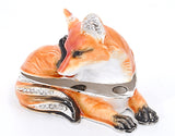 Sitting Fox Trinket Box with Lots of Details. Handmade with Austrian Crystals & Enamel