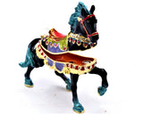 Decorated Running Horse Trinket Box. Eagle Head Saddle with Austrian Crystals