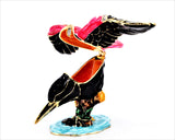 Flying Humming Bird on Branch Trinket Box Made with Austrian Crystals & Enamel