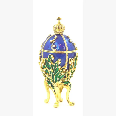 Timeless Lily of the Valley Egg Trinket Box Hand Crafted with Austrian Crystals