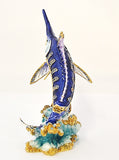 Marlin Fish Trinket Box. Very Detailed with Austrian Crystals
