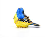 Hand Made Colorful Sparrow Bird Trinket Box Made with Austrian Crystals Enamel