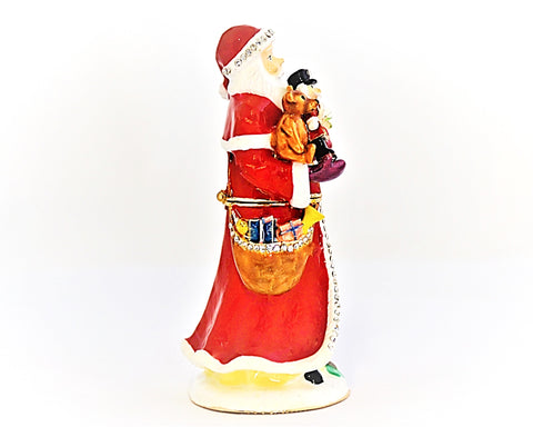 Big Santa Claus with Gifts Trinket Box Made with Austrian Crystals