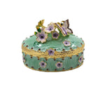 Oval Shape Floral & Butterfly Trinket Box