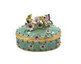 Oval Shape Floral & Butterfly Trinket Box