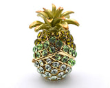 Jeweled Pineapple Trinket Box. Hand Set Austrian Crystals & Enamel