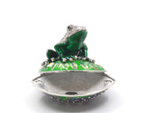 All Jeweled Frog sitting on Lily Pad Box Made with Austrian Crystals Enamel