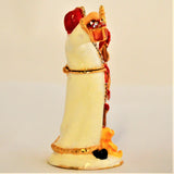 White Dress Santaclause Trinket Box. Hand Painted Enamel & Austrian Crystals