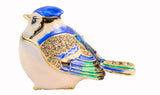 Small Blue Jay Bird Trinket Box. Beautifully Made with Austrian Crystals