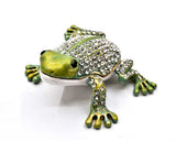 All Jeweled Leaping Frog Trinket Box. Hand Set Austrian Crystals