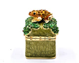 Sparkling Frog on Lily Pad Trinket Box Made with Austrian Crystals