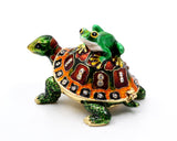 Jeweled Tortoise with Frog Trinket Box. Unusually Made with Austrian Crystals