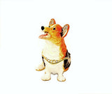 Corgi Dog Trinket Box. Hand Painted Enamel with Austrian Crystals