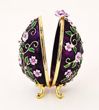 Faberge Style Floral Egg Trinket Box. Hand Detailed with Austrian Crystals & Enamel