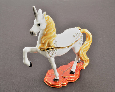 Magical Bejeweled Unicorn Trinket Box with Austrian Crystals & Enamel